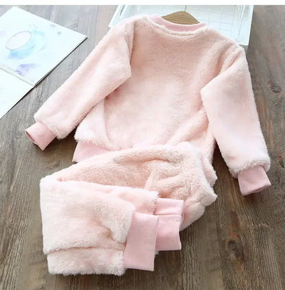 Girls Cartoon Design Long Sleeves Warm Clothing Set childrensterritory