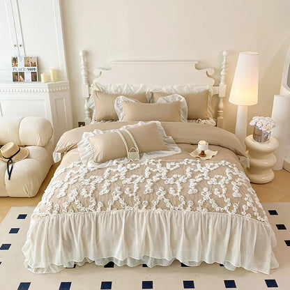 Luxury Pink Lace Design Bedding Set for Girls childrensterritory