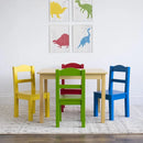 Kids Wood Table Chairs Set, White & Primary