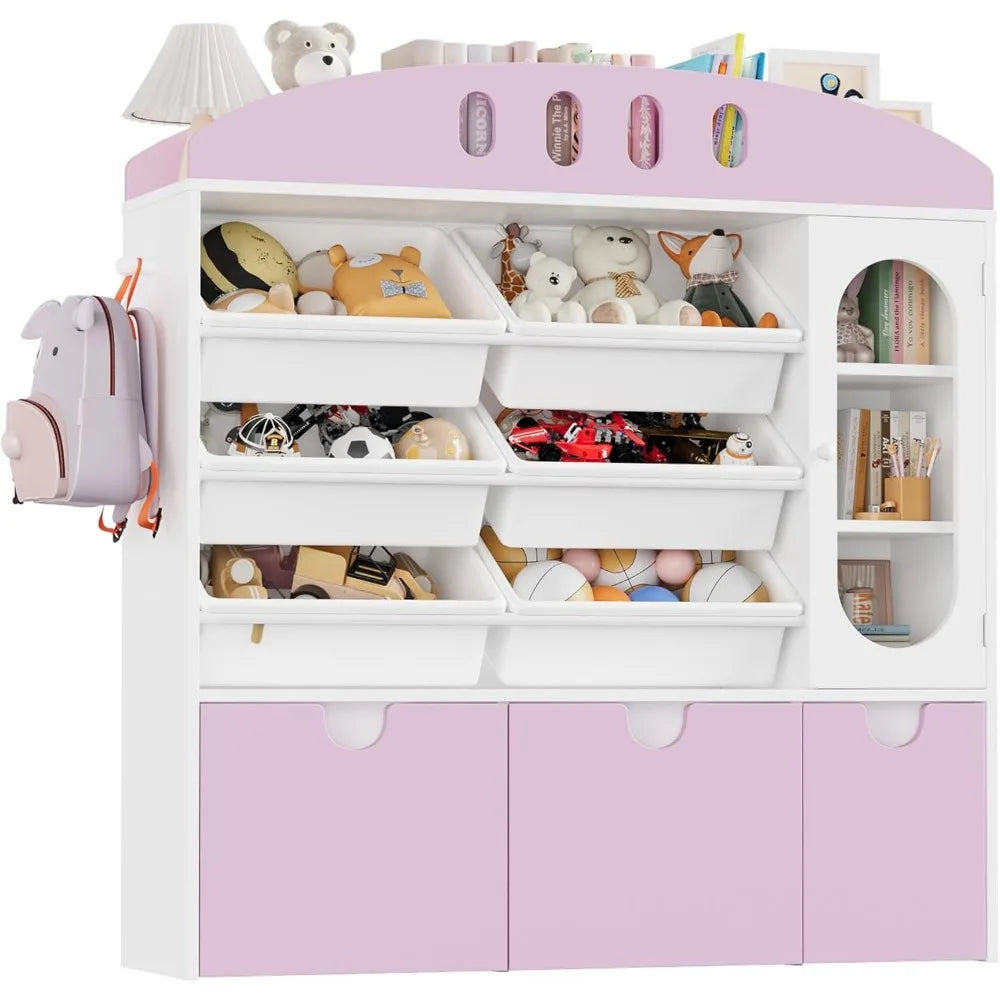 Big Toy Organizer with Six Toy Bins and Three Drawers