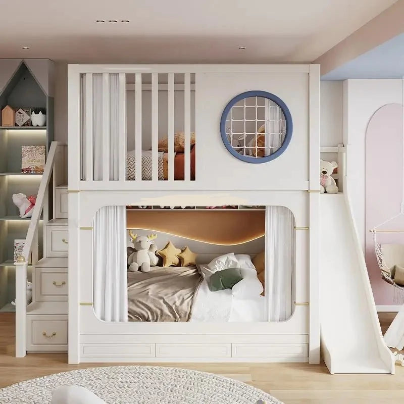 Solid Wooden Multifunctional Kids Bunk Beds with Ladder childrensterritory