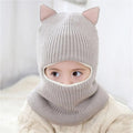 Kids Warm Knitted Plus Fleece Beanie with Face Cover childrensterritory
