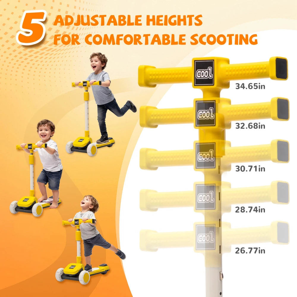 Kids Folding &amp; Adjustable Toy Scooter w/LED Flashing Wheels