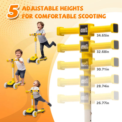 Kids Folding &amp; Adjustable Toy Scooter w/LED Flashing Wheels