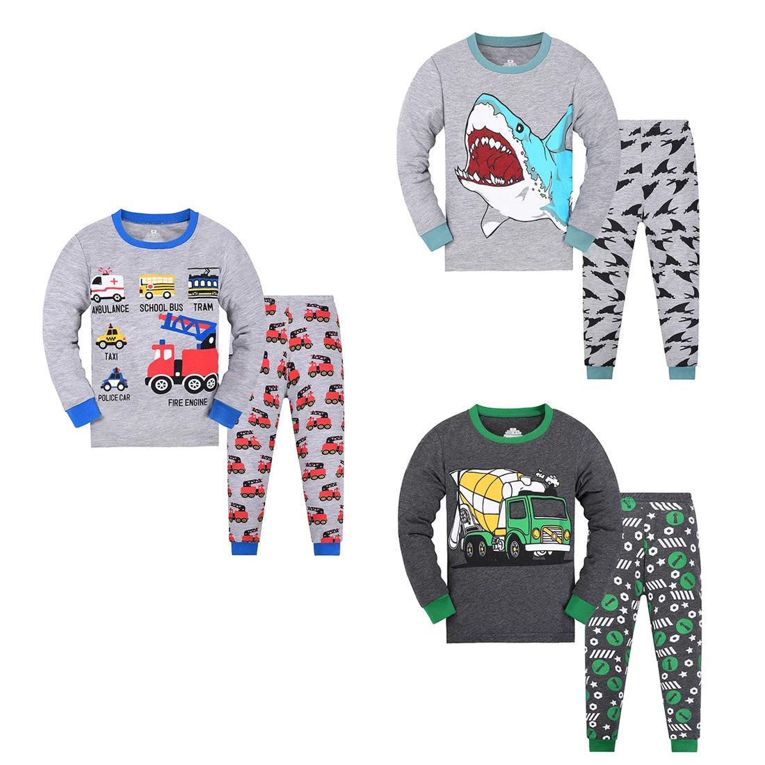 Kids Boys Cartoon Print Long Sleeve Pajamas Set childrensterritory