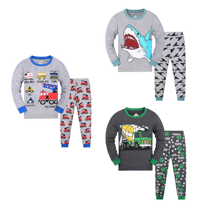 Kids Boys Cartoon Print Long Sleeve Pajamas Set childrensterritory