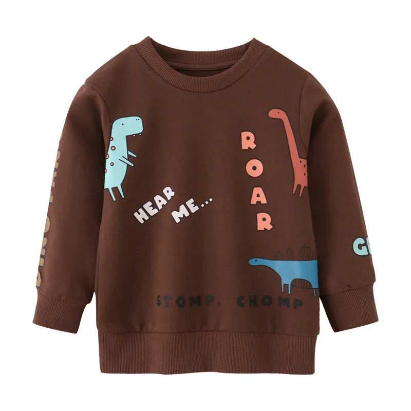 Cartoon Animal Print Long Sleeve Kids Boys Sweatshirts