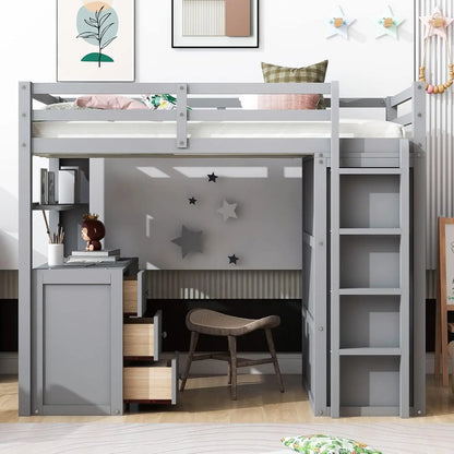 Designer Kids Loft Bed Frame With Storage Drawers childrensterritory