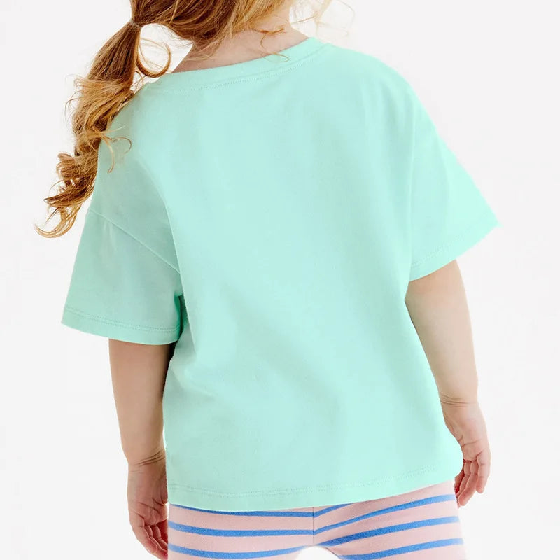 Animal Cats Appliques Little Girls Shorts Sleeve T Shirts childrensterritory