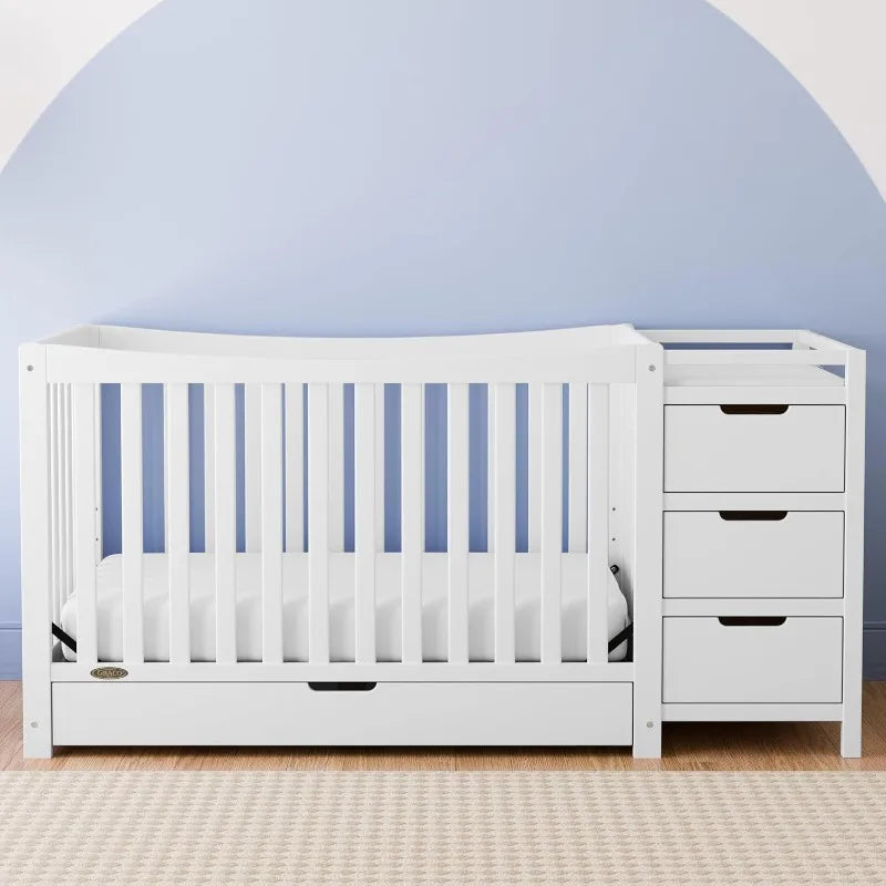 Integrated 4-in-1 Crib and Changer with Drawer for Baby childrensterritory