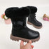 Princess Girls Zipper Flower Design Warm Fur Boots childrensterritory