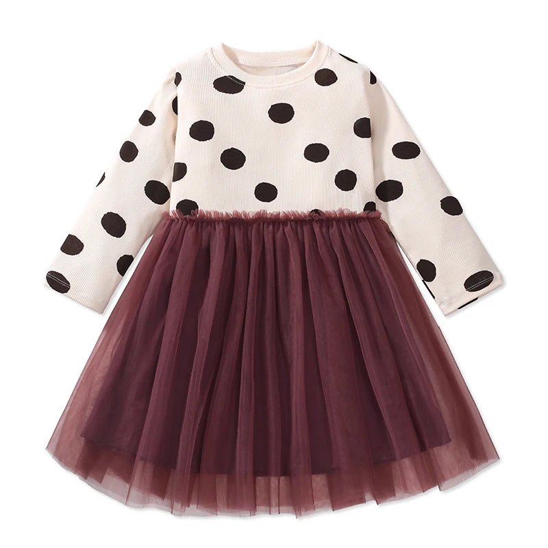Kids Girls Cartoon Design Long Sleeves Autumn Dresses childrensterritory