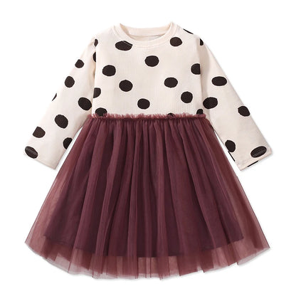 Kids Girls Cartoon Design Long Sleeves Autumn Dresses childrensterritory