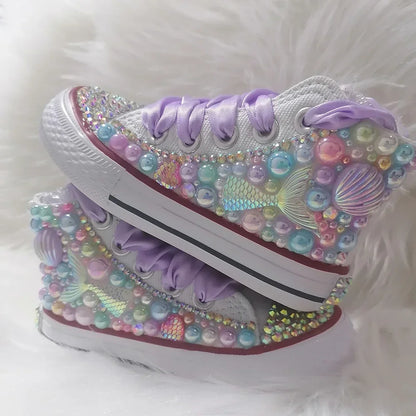 Mother-Daughter Matching Handmade Rhinestones Bling Sneakers