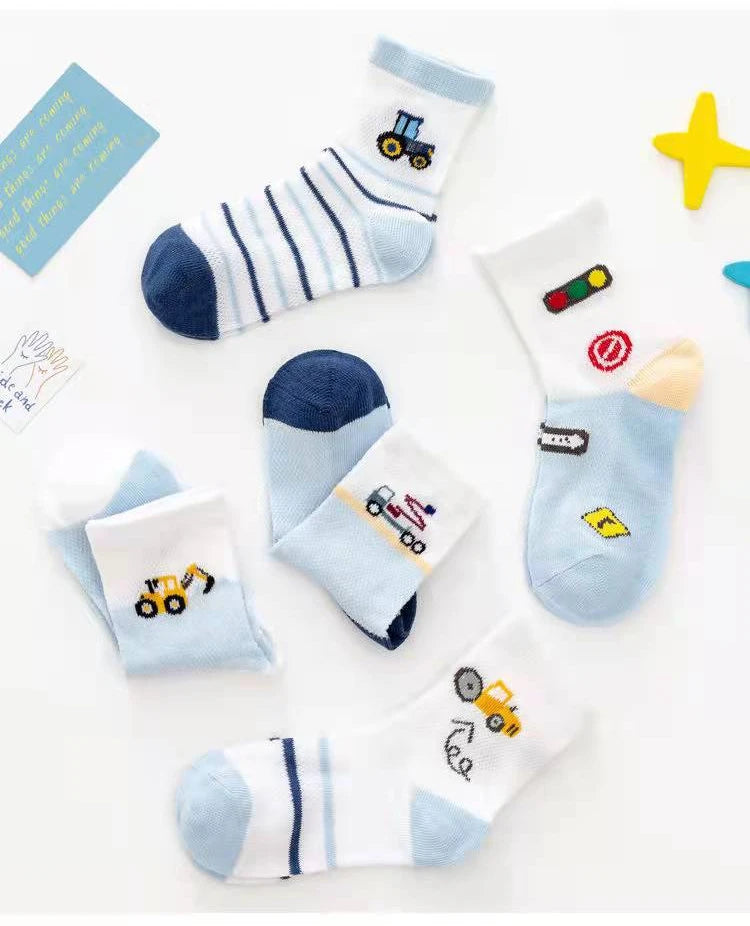 Baby/Kids Thin Mesh 5 Pairs Soft Breathable Cotton Socks