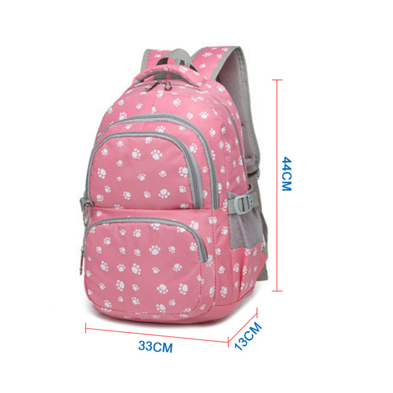 Paw-Printed 3-Piece Cute Waterproof Student Bag Set for Girls childrensterritory