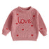 Baby Girl Heart Print Crew Neck Knitted Sweaters childrensterritory