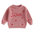 Baby Girl Heart Print Crew Neck Knitted Sweaters childrensterritory