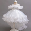 Kids Girls Soft Gauze Solid Color Party Desses with Trailing childrensterritory