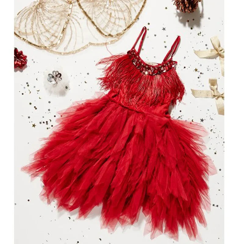 Sleeveless Lace Design Princess Dresses For Girls