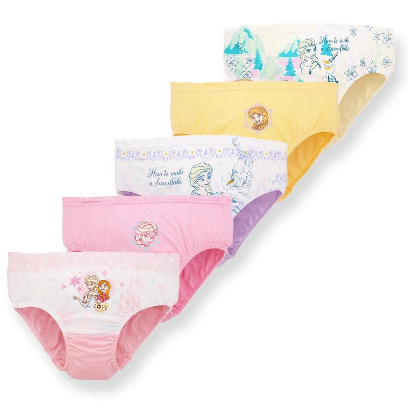 Cartoon Print 5Pcs/Set Girls Breathable Cotton Briefs