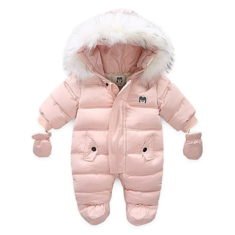 Baby Thick Warm Hooded Fleece Rompers Snowsuit childrensterritory