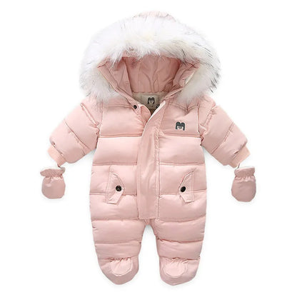 Baby Thick Warm Hooded Fleece Rompers Snowsuit childrensterritory