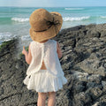 Little Girls Hollow Lace Design Summer Clothing Sets childrensterritory