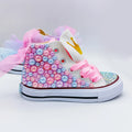 Kids Girls Pink Sparkle Gold Rhinestones Canvas Sneakers