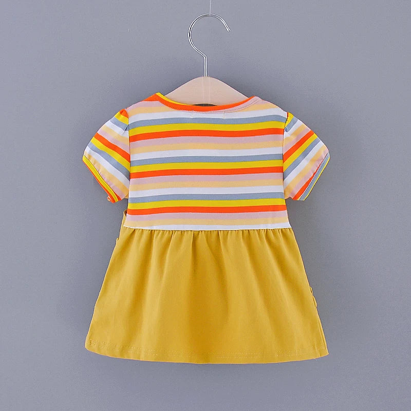 Baby Girl Rainbow Color Striped Lovley Princess Dress childrensterritory