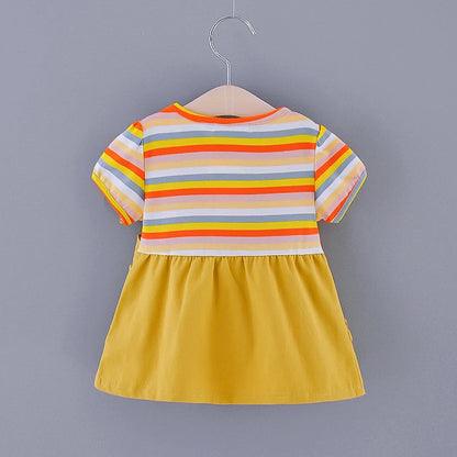 Baby Girl Rainbow Color Striped Lovley Princess Dress childrensterritory