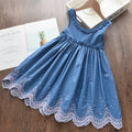 Kids Girls' Round Neck Embroidered Hollow Dress for Summer childrensterritory