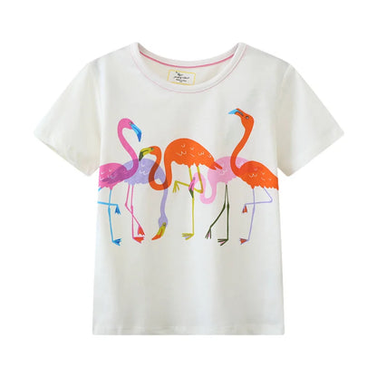 Kids Girls Cartoon Unicorns Design Summer Cotton Tees