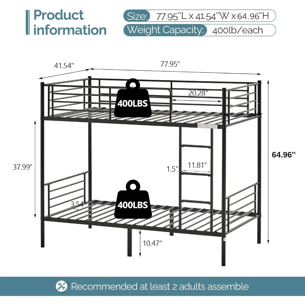 Metal Twin Bunk Beds for Kids/Teens/Adults with Stairs childrensterritory