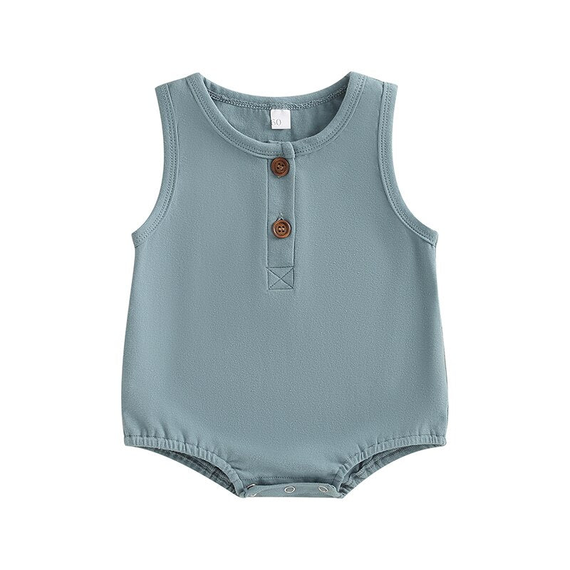 Solid Color Sleeveless Baby Girls Boys Summer Bodysuit childrensterritory
