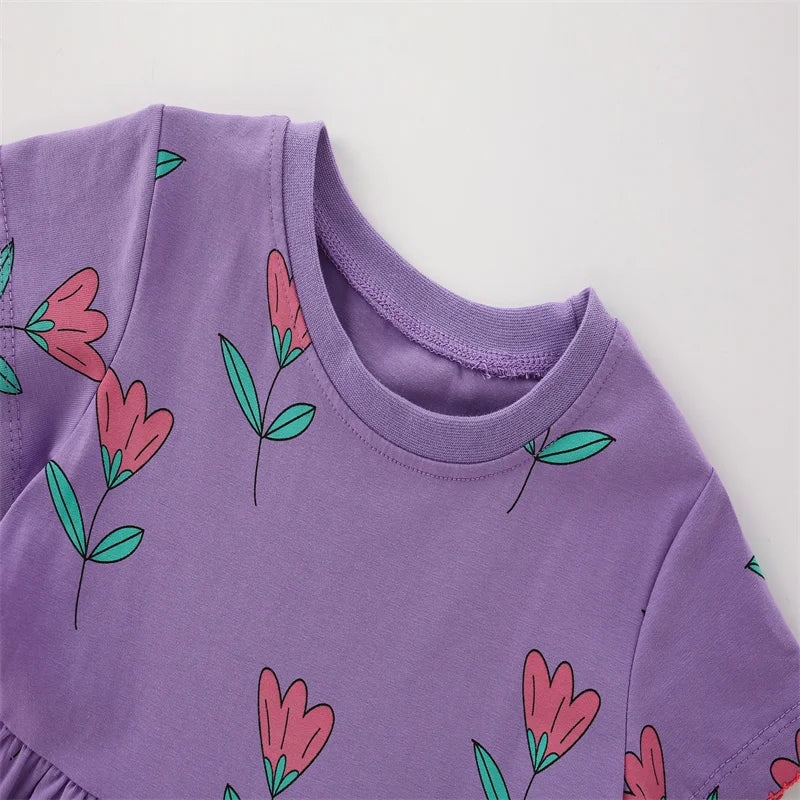 Cartoon Embroidery Kids Girls Soft Cotton Korean Style Dress