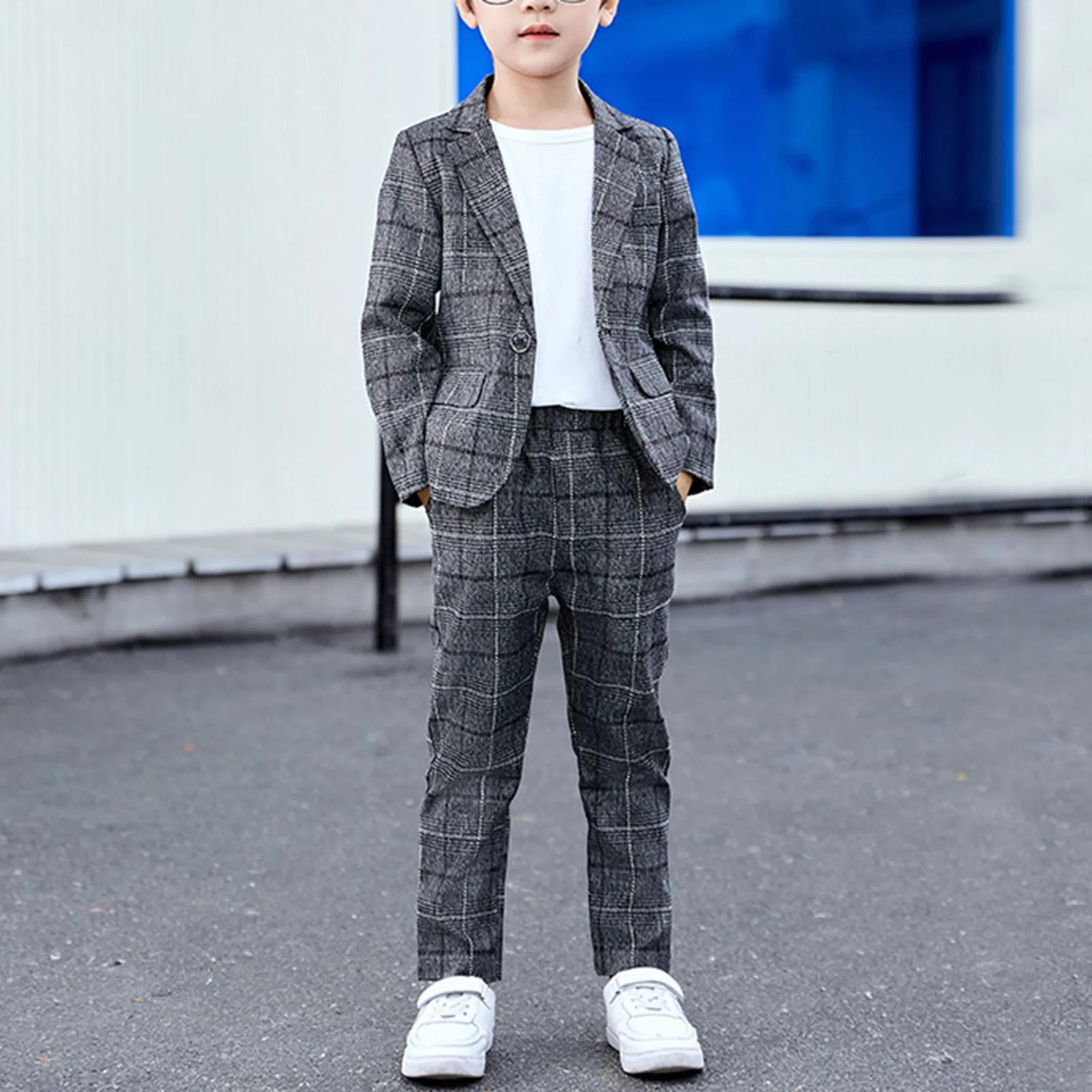 Kids Classic Checkered Formal Wedding Suits childrensterritory