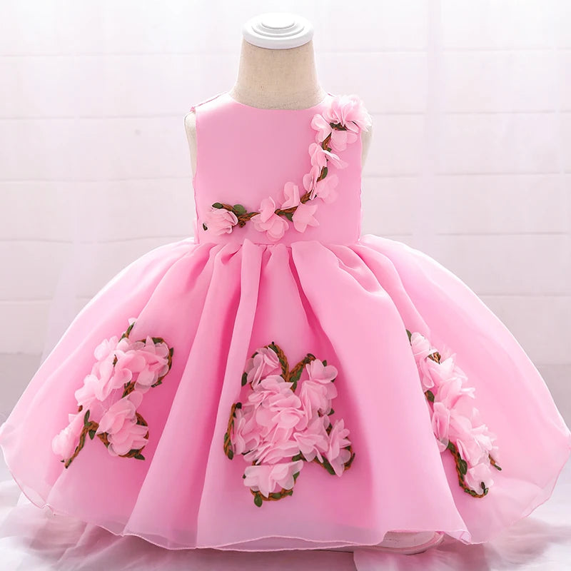 Luxury Flower Design Baby Girl Dresses For Birthday/Wedding childrensterritory