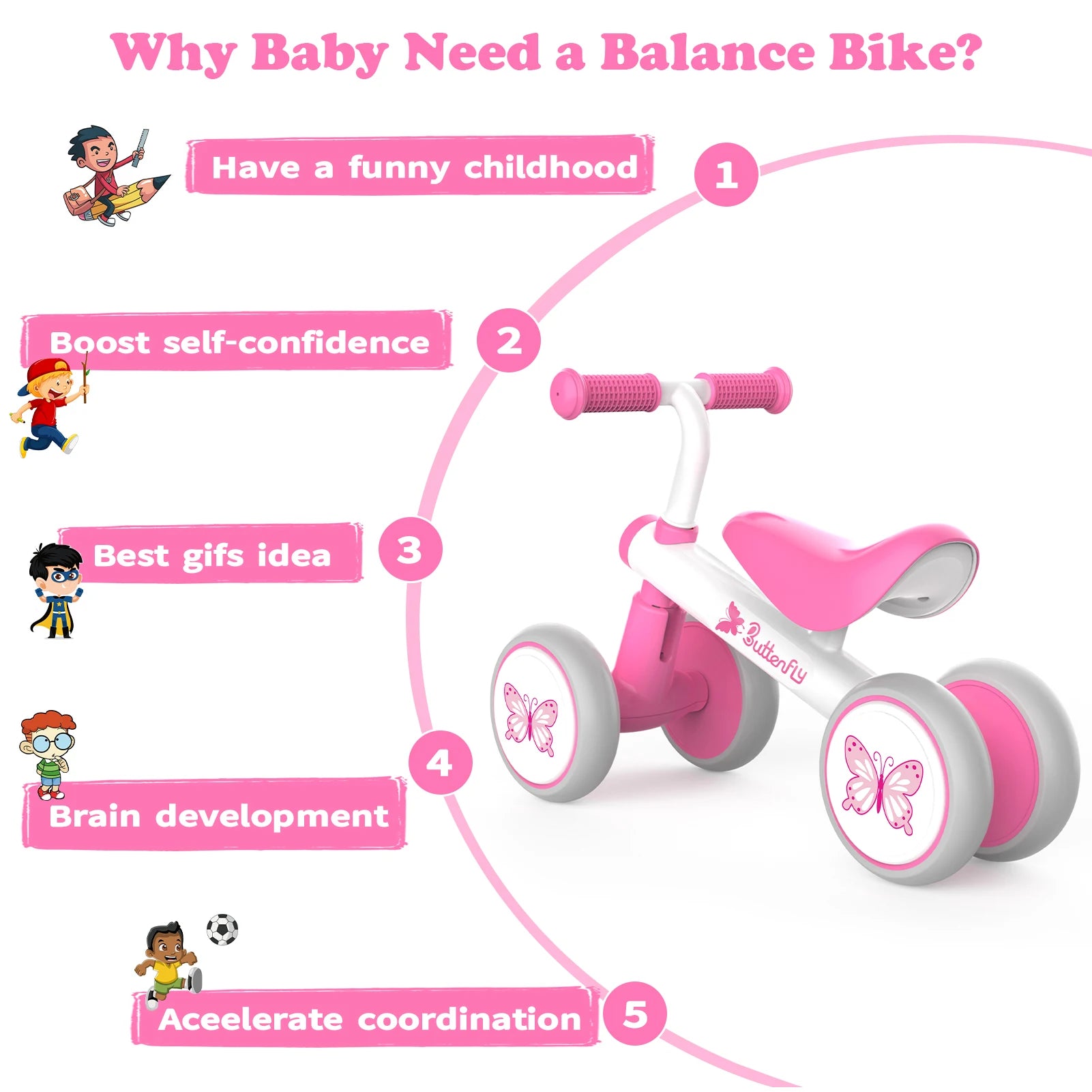 Pedalless Baby Balance Learning Bike with Sil