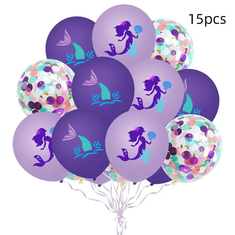 Mermaid-themed Kids Birthday Party Decorations and Tableware Set