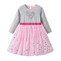 Little Girls Sequin Heart Print Elegant Birthday Party Dress childrensterritory