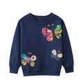 Kids Girls Butterfly Applique Cotton Sweatshirt childrensterritory