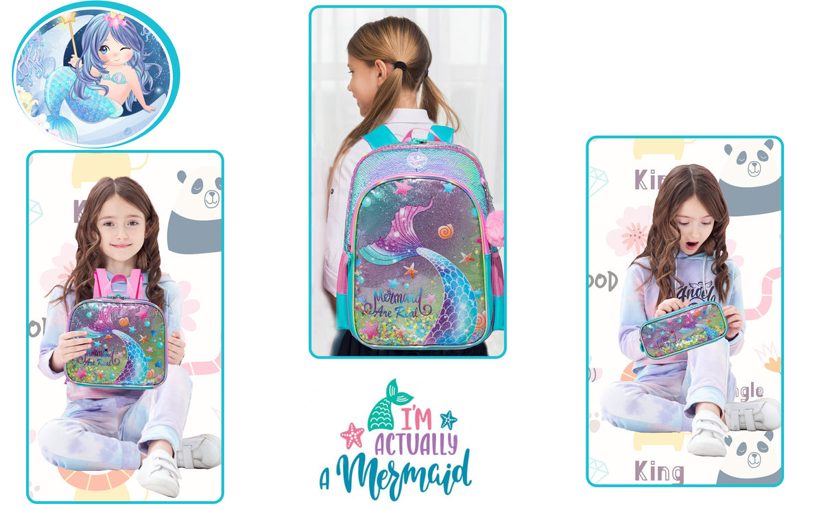 Full Size Cartoon School Backpack Set for Kids Girls childrensterritory