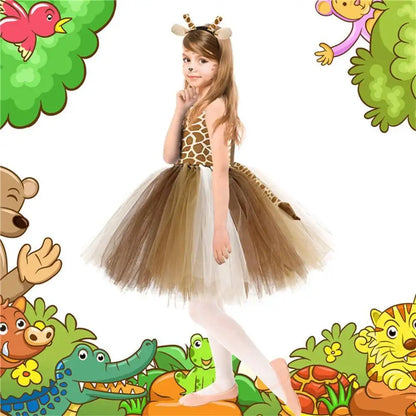 Kids Girls Little Cat Look Tutu Skirt Dresses for School Performance