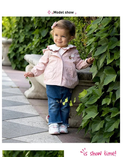 Kids Pink Cartoon Hooded Long Sleeve Casual Jacket childrensterritory