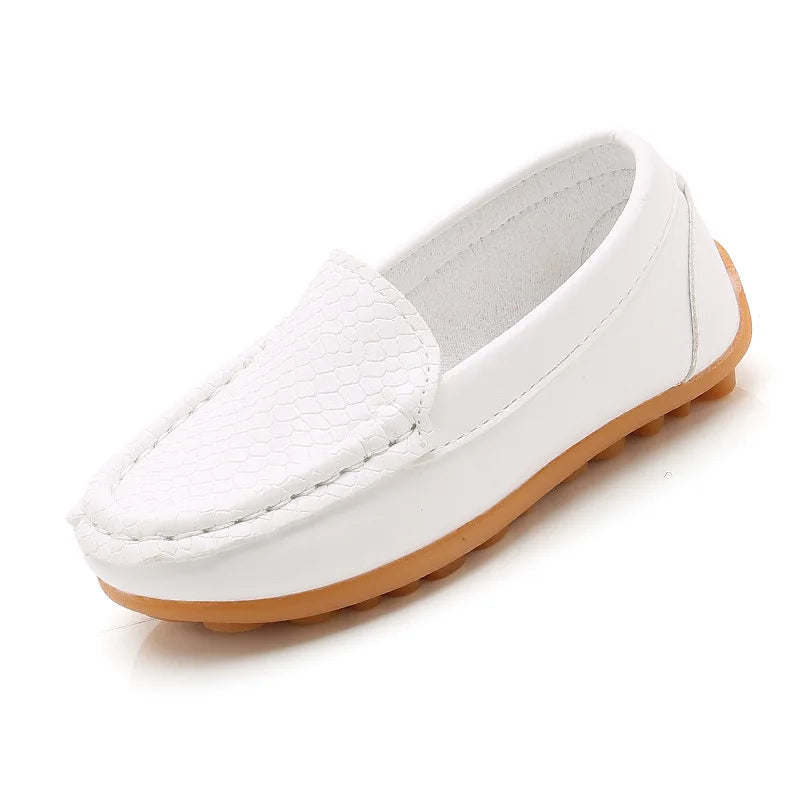 Kids Casual Style Slip On Leather Loafers