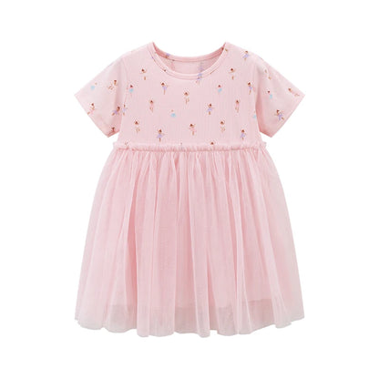 Round Neck Cartoon Design Summer Girls Dresses childrensterritory