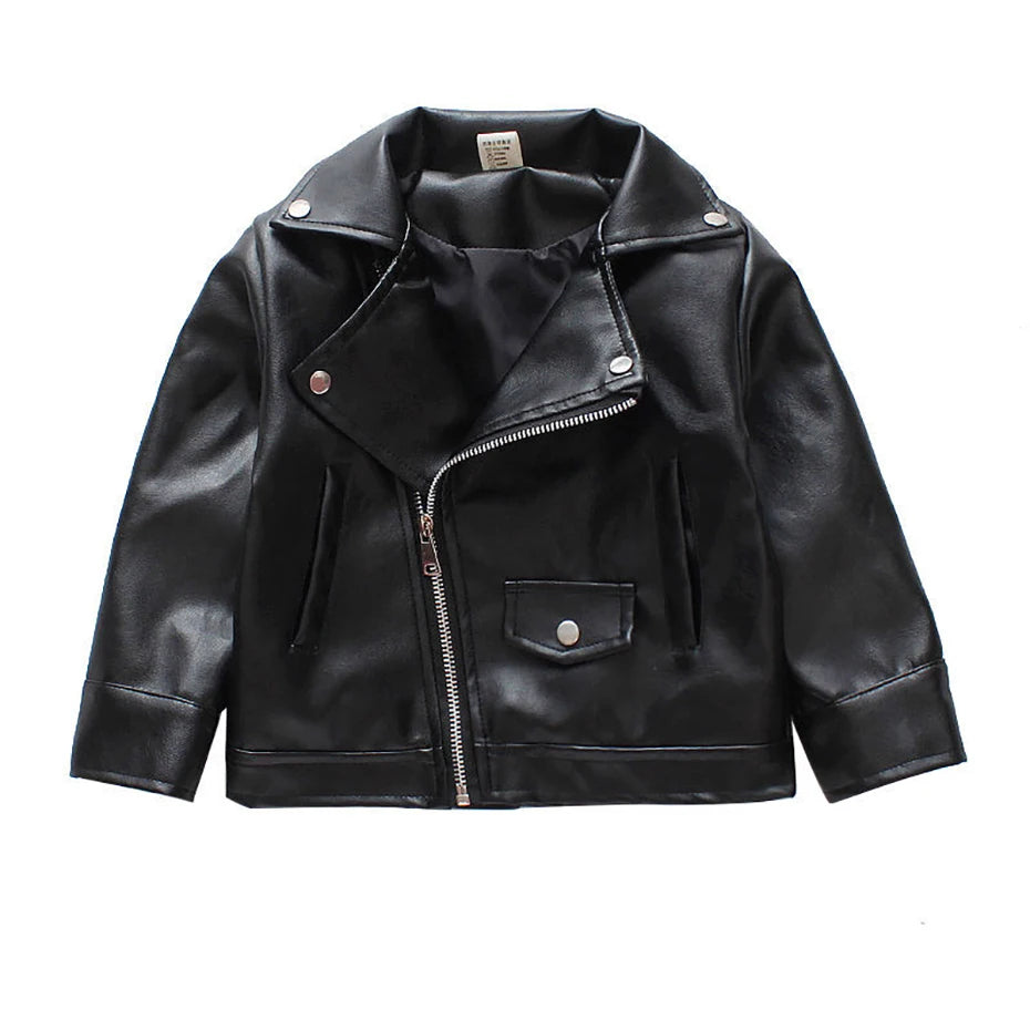 Little Boys Girls Solid Leather Jacket For Spring Autumn childrensterritory