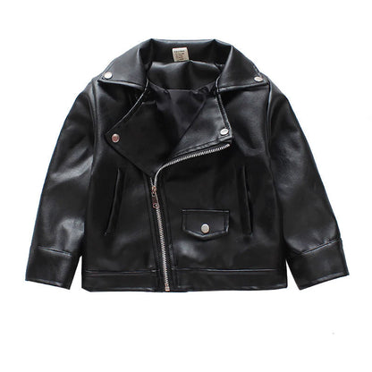 Little Boys Girls Solid Leather Jacket For Spring Autumn childrensterritory