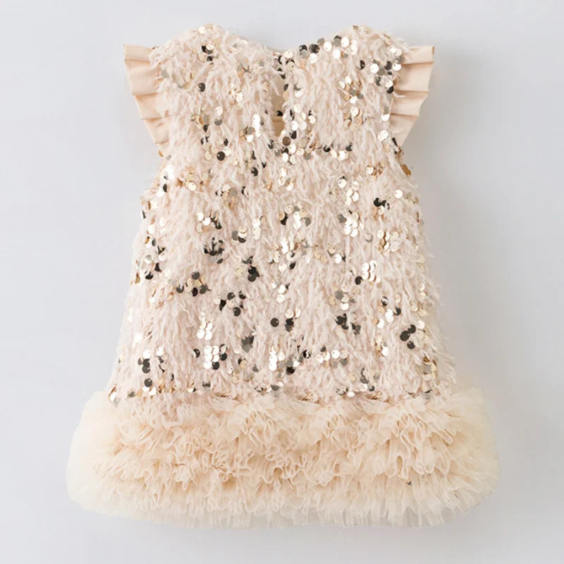 Kids Girls Bow Sequins Sleeveless TUTU Dresses